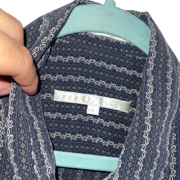 Perry Ellis Vintage 90s Mens Shirt Size Large Gray Button Down Long Sleeve - Picture 9 of 10